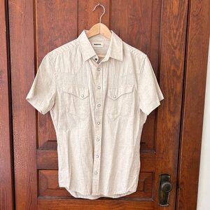 Taylor Stitch Men's Beige Casual Button-Down Shirt Size 38 (M)